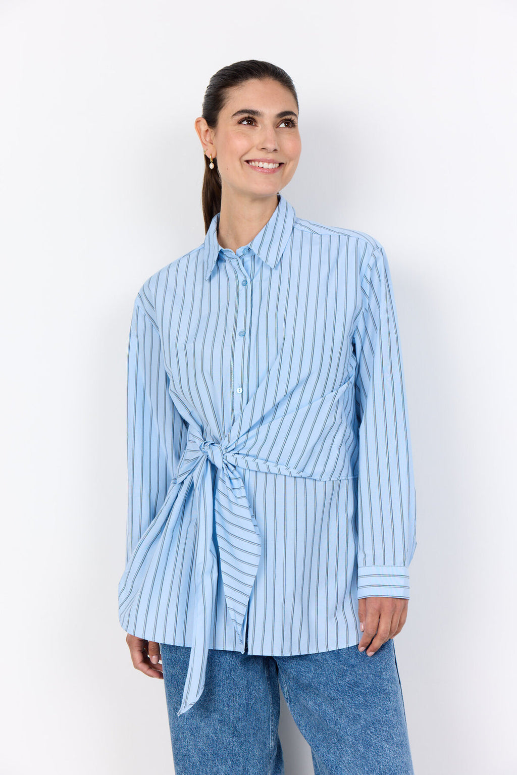 Soya Concept SC-BARDOT 3 Shirt Light blue-Soya Concept-White finn