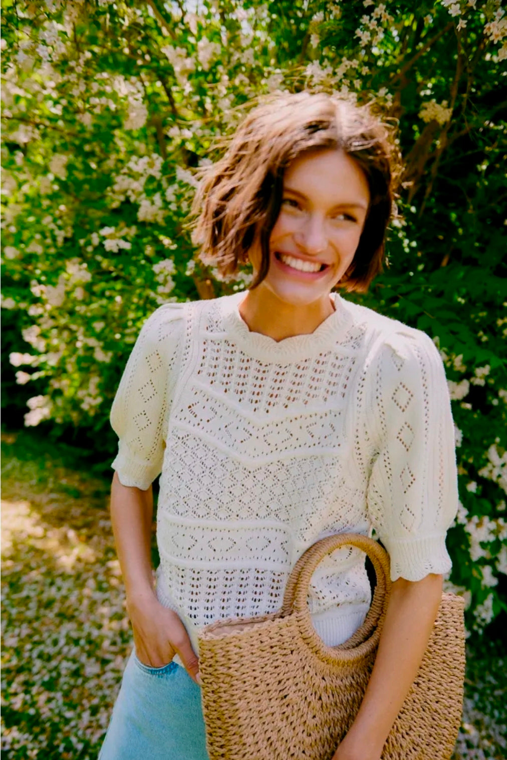 B young Bynajo Short Sleeve Jumper 2-knitwear-S-Cream-