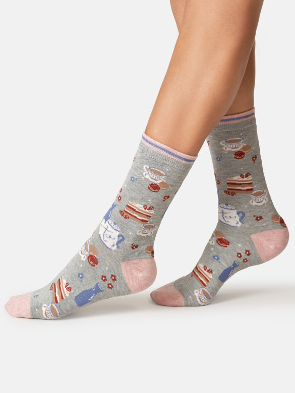 Thought Tea and Cake Organic Cotton Socks in Cake Slice Box
