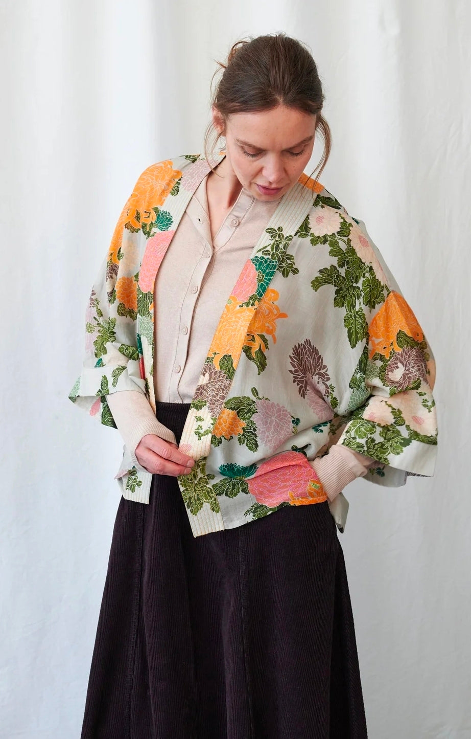 One Hundred Stars Jacquard Putty Kimono