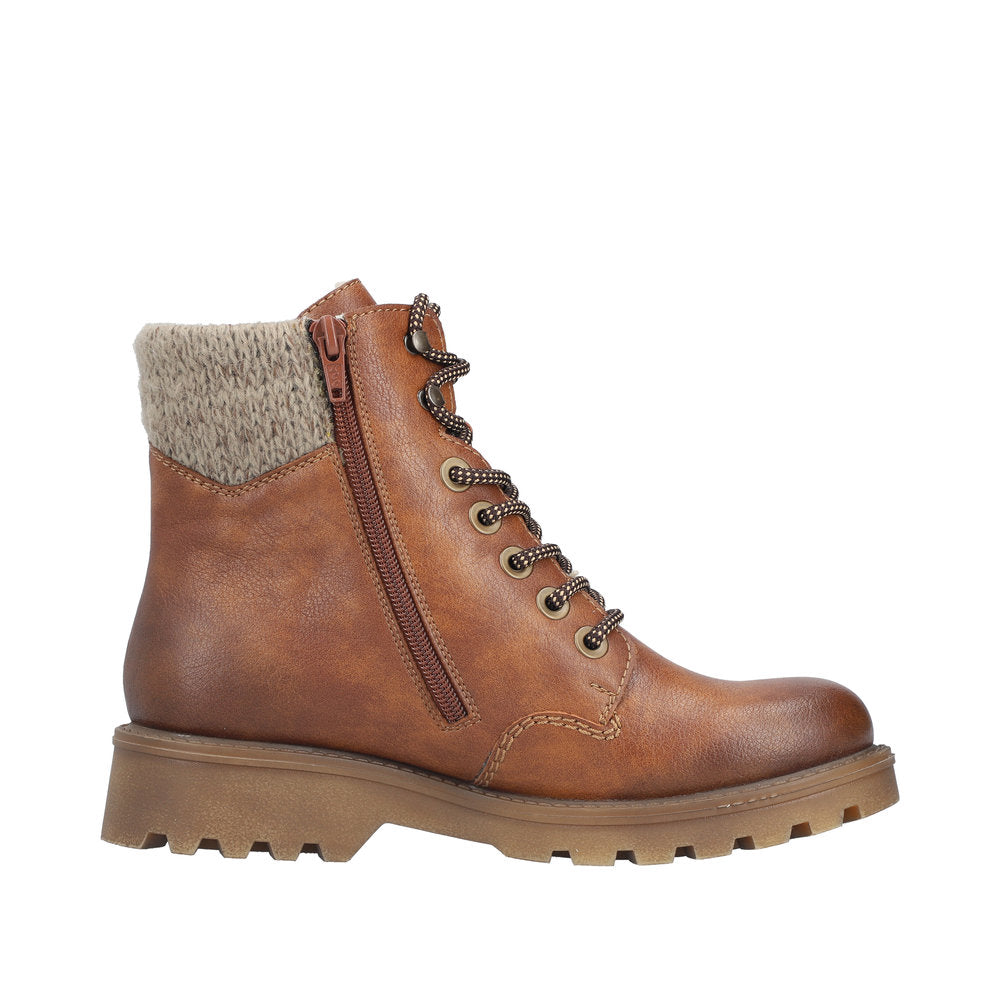Rieker Tan Ankle Boot 73220-Footwear-White finn