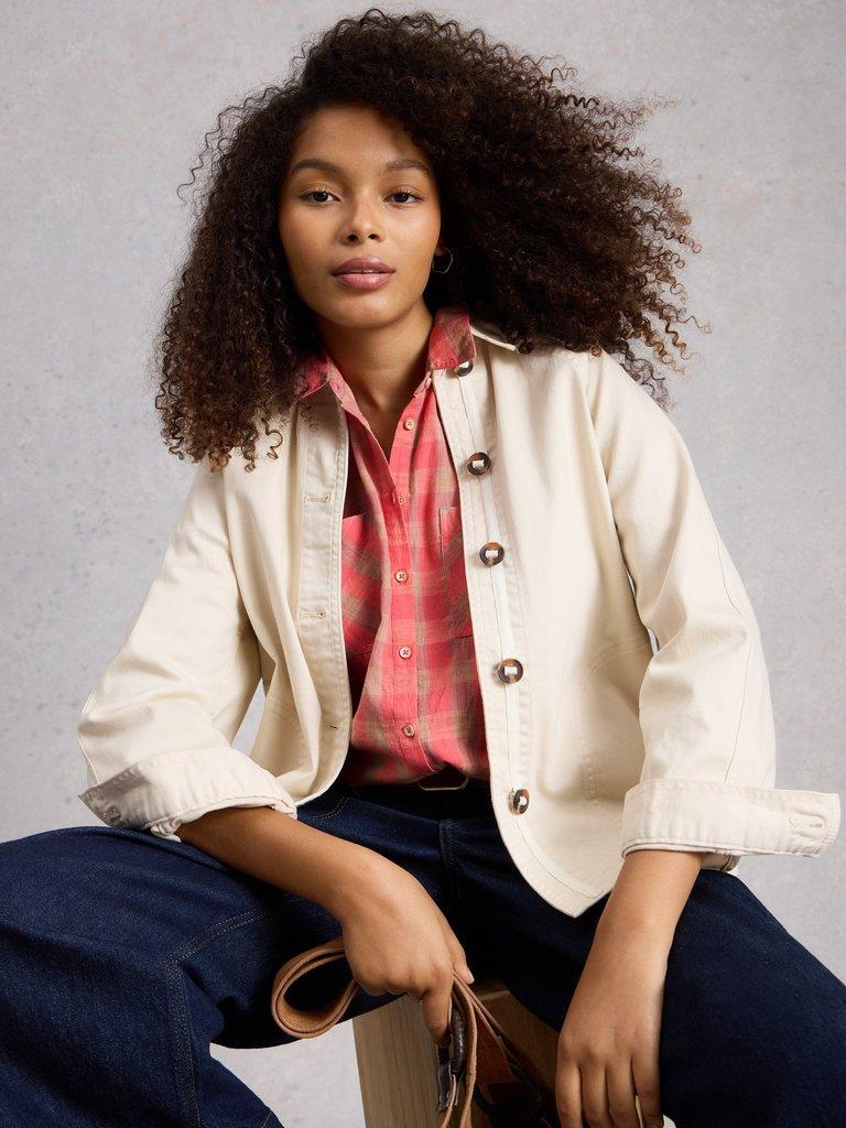 White Stuff Sophie Organic Check Shirt-White Stuff-White finn