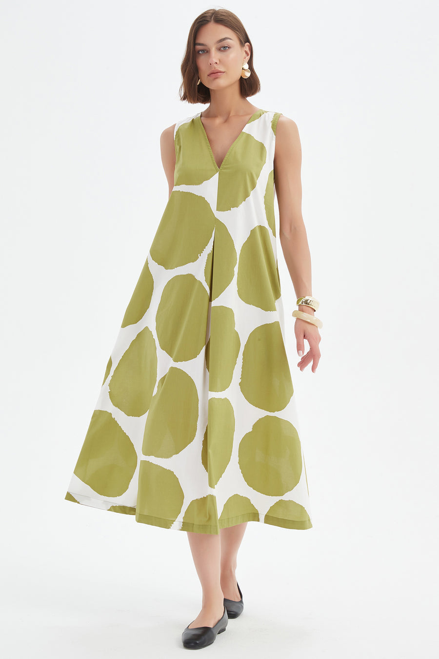 Tirelli Inverted Pleat Print Dress