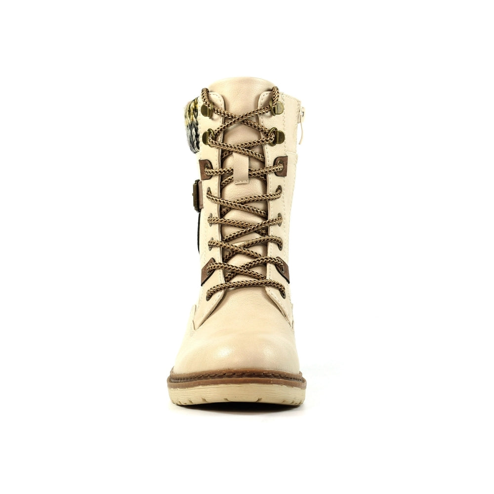 Lunar Annabelle Cream Ankle Boot-Footwear-White finn