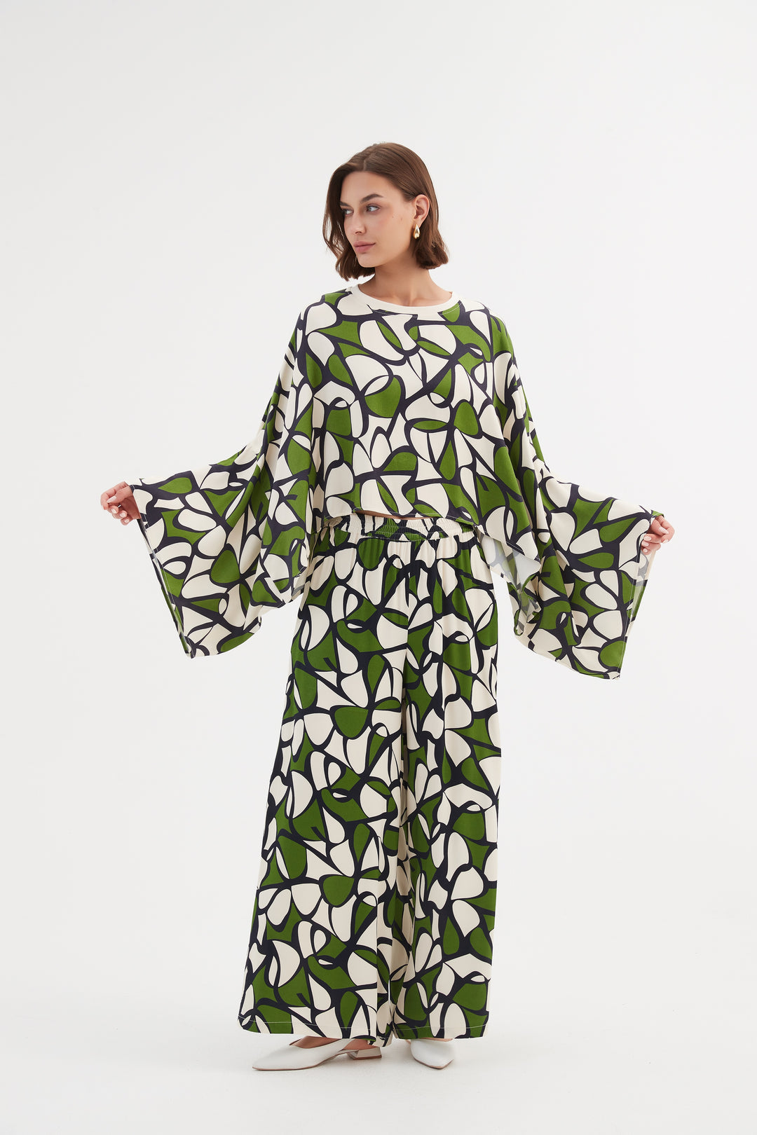 Tirelli Oversized Print Layer2 Top Rayon Green Oasis Prin
