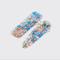 Ditsy Floral Set of 2 Hair Clips - Blue