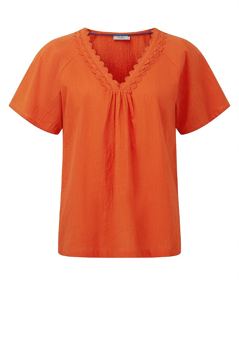 Adini Cross Hatch Idres Top - Red Orange