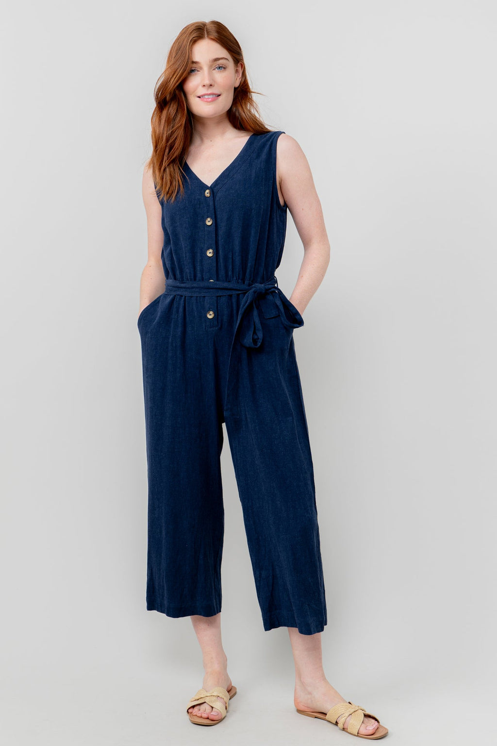 Lily and Me Allium Jumpsuit Plain Linen