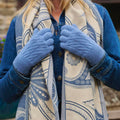 Freya Cable Knit Gloves - Blue-Forever England-White finn