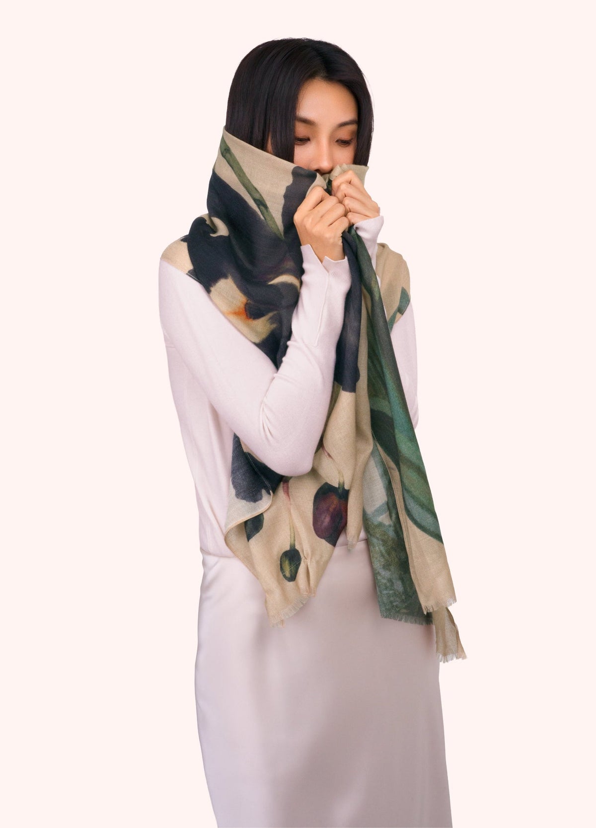Powder Wool Wrap Scarf - Midnight Orchid