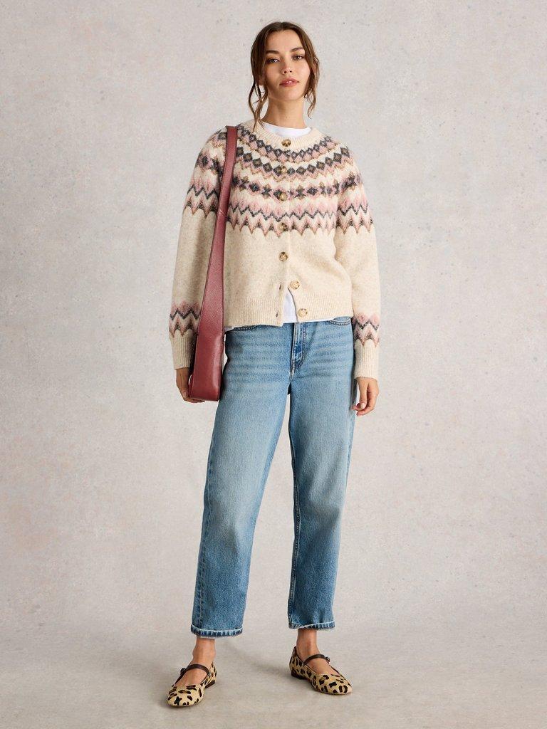 White Stuff Artic Fairisle Cardigan-Knitwear-White finn