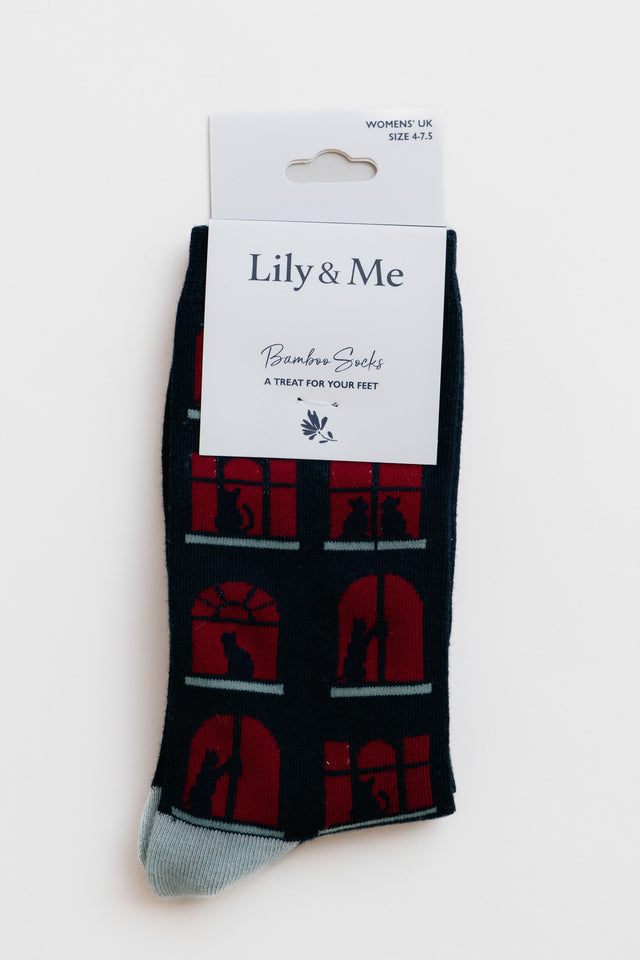 Lily & Me WINDOW CATS SOCK GIFT BOX