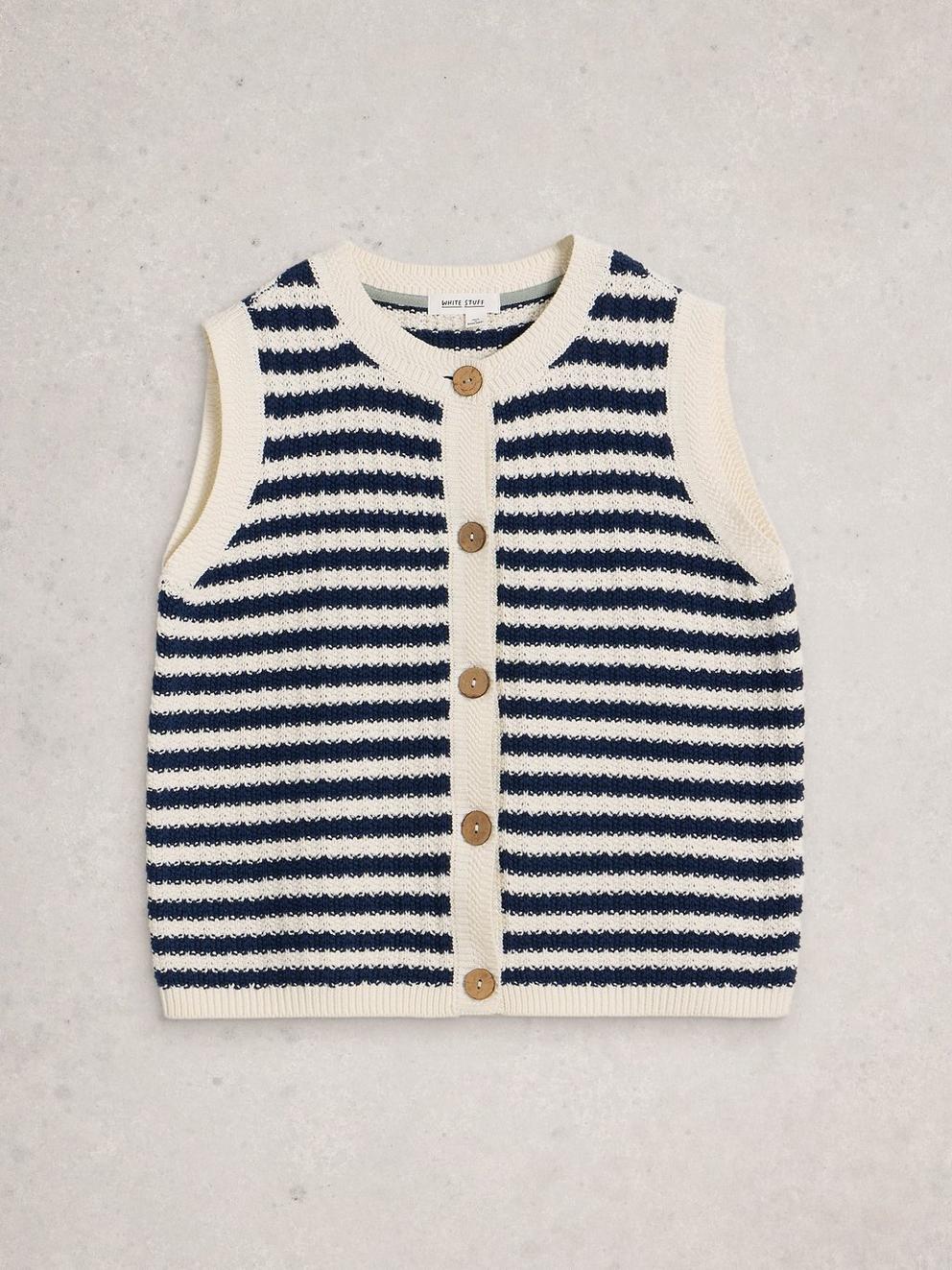 White Stuff Sienna Stripe Button Tank-Tops-White finn