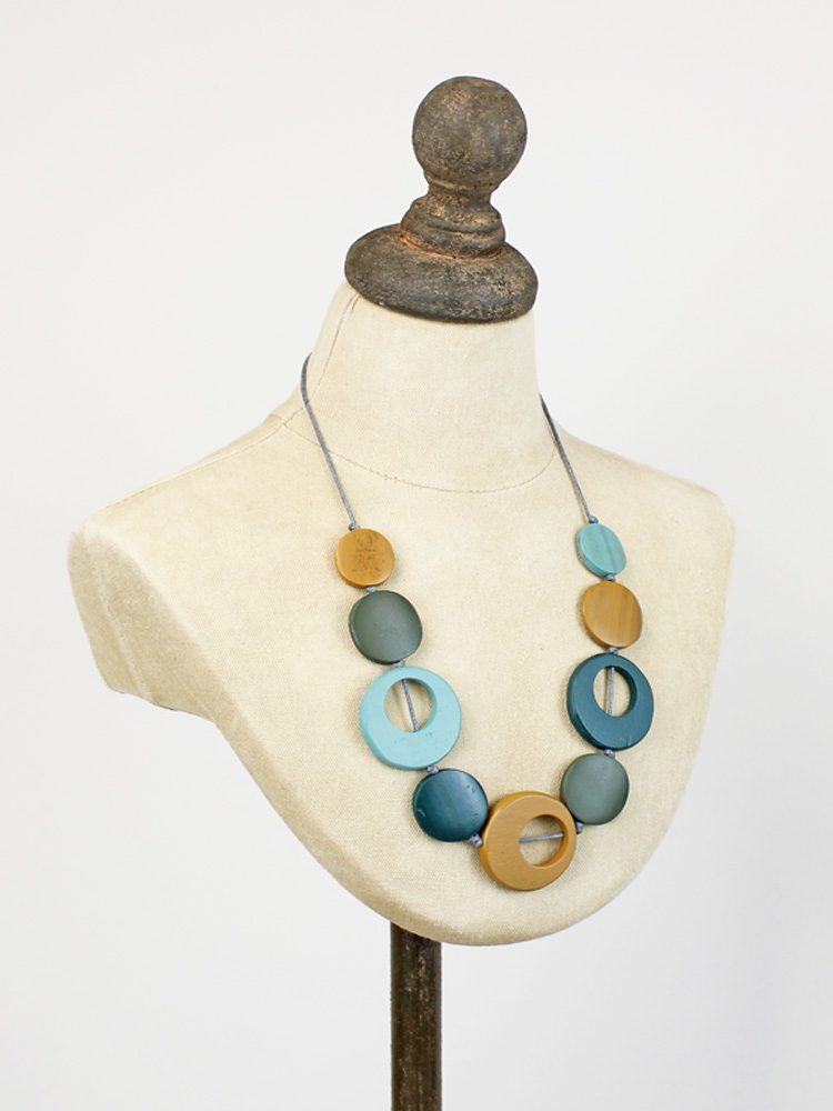 Wooden Disc and Hoop Necklace FB6603