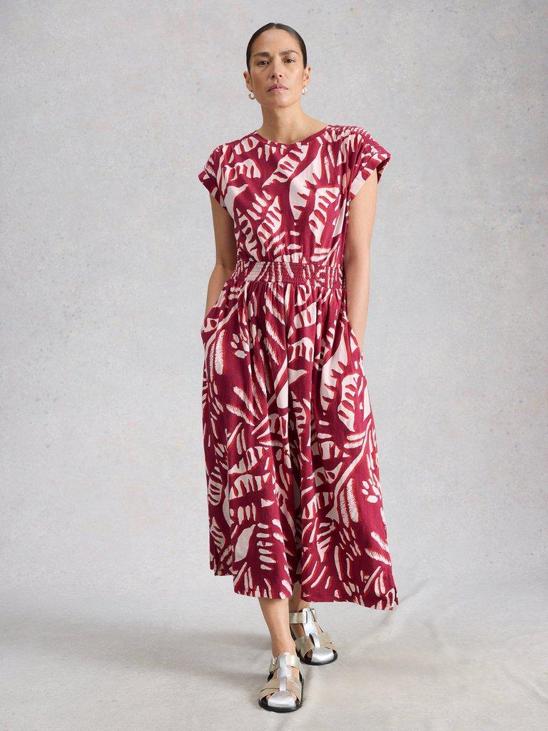 White Stuff Mina Jersey Print Dress in Pink Print