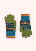 Powder Fair Isle Gloves, Teal Mix