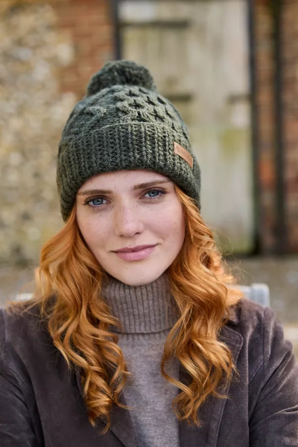 Pachamama Enniskerry Bobble Beanie (Merino) Forest