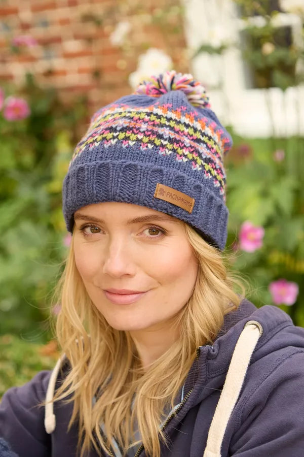 Pachamama Iona Roll Back Bobble Beanie-Pachamama-White finn