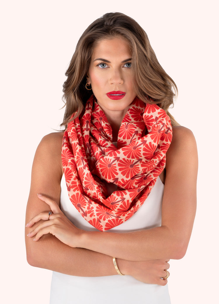 Powder Infinity Scarf - Rouge Palms-Powder-White finn