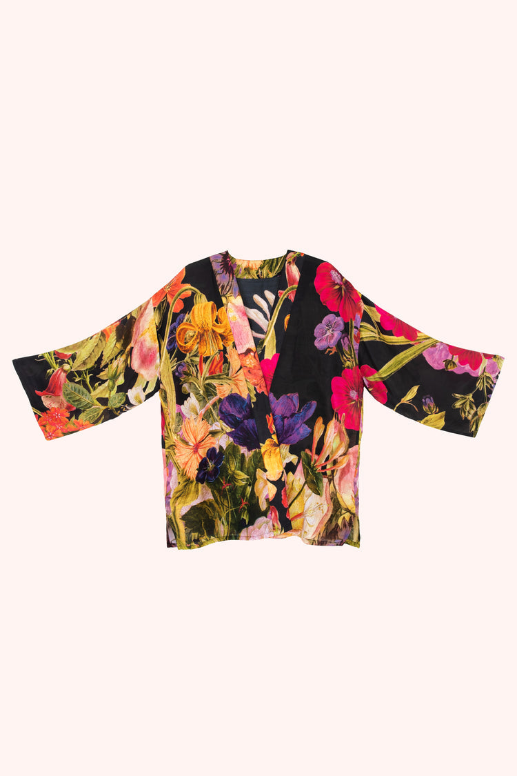 Powder Mid-Length Kimono - Midnight Posy