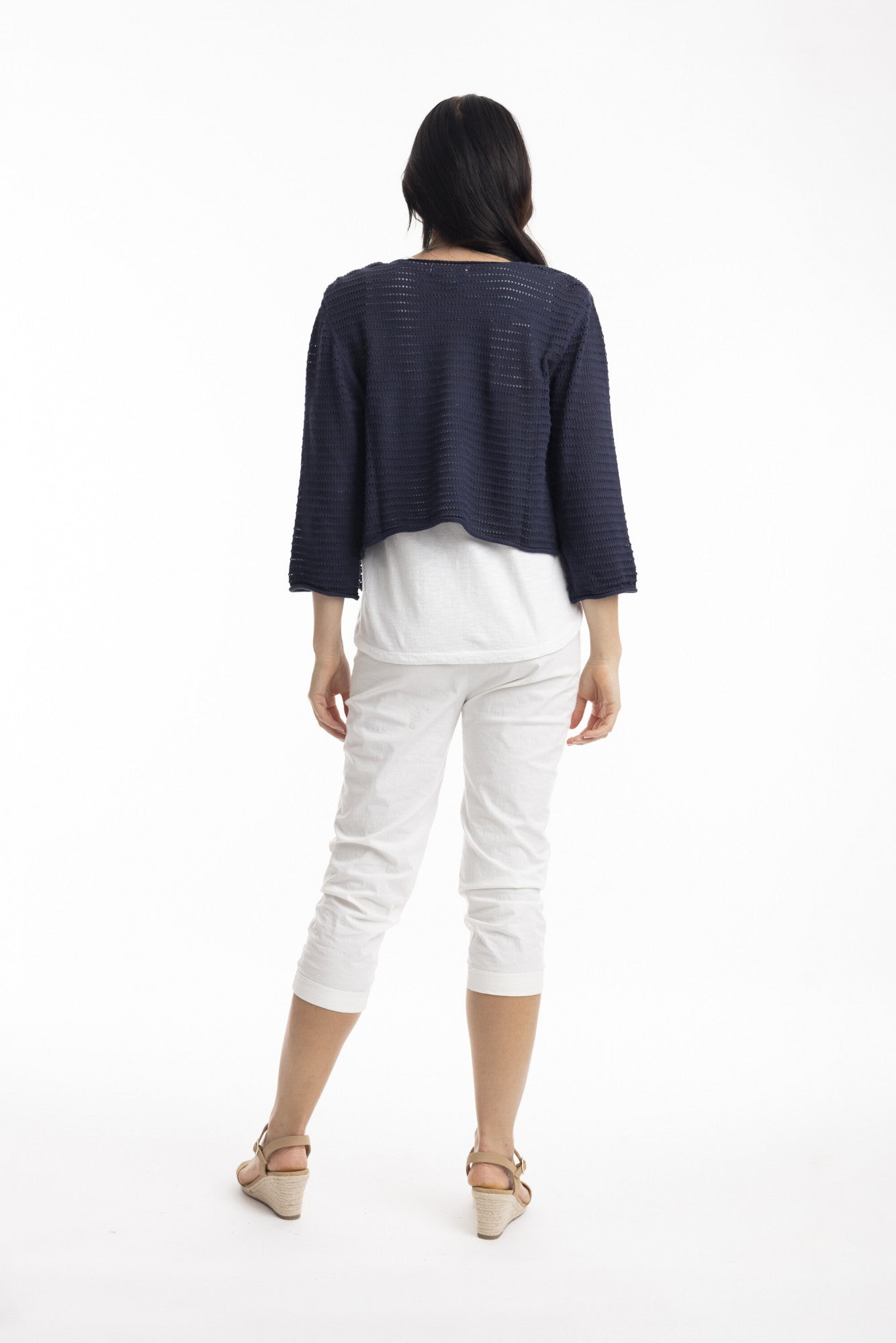 Orientique Essentials Knit Tie Shrug-knitwear-White finn