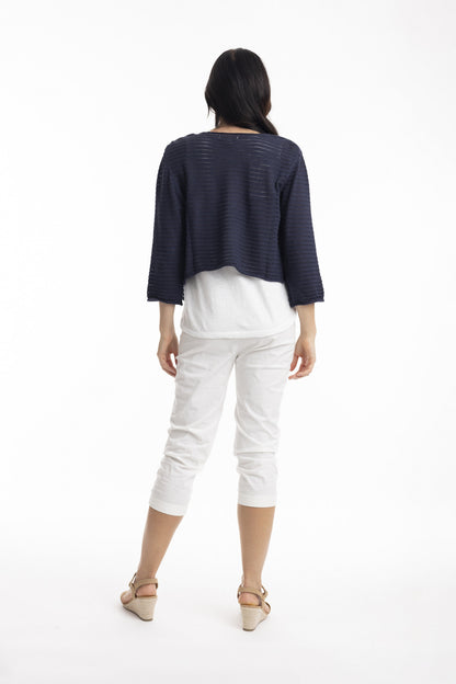 Orientique Essentials Knit Tie Shrug-White finn