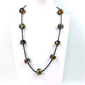 Long round bead necklace on wax cord KW007N RD