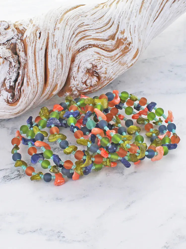 Suzie Blue Shell and Glass Beaded Bracelet DC6506-Bracelet-White finn