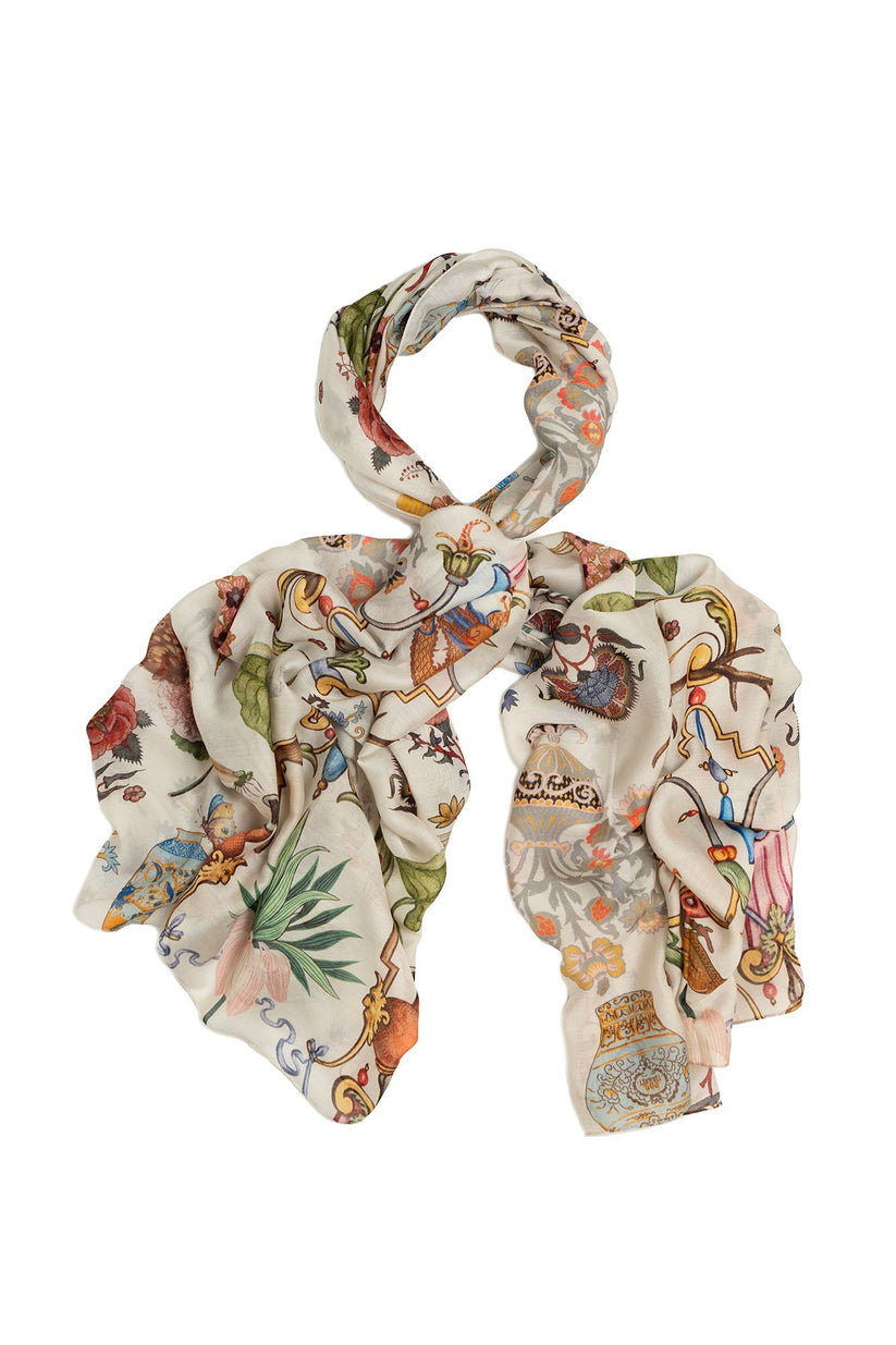 One Hundred Stars Cornucopia Ivory Scarf-Scarf-White finn