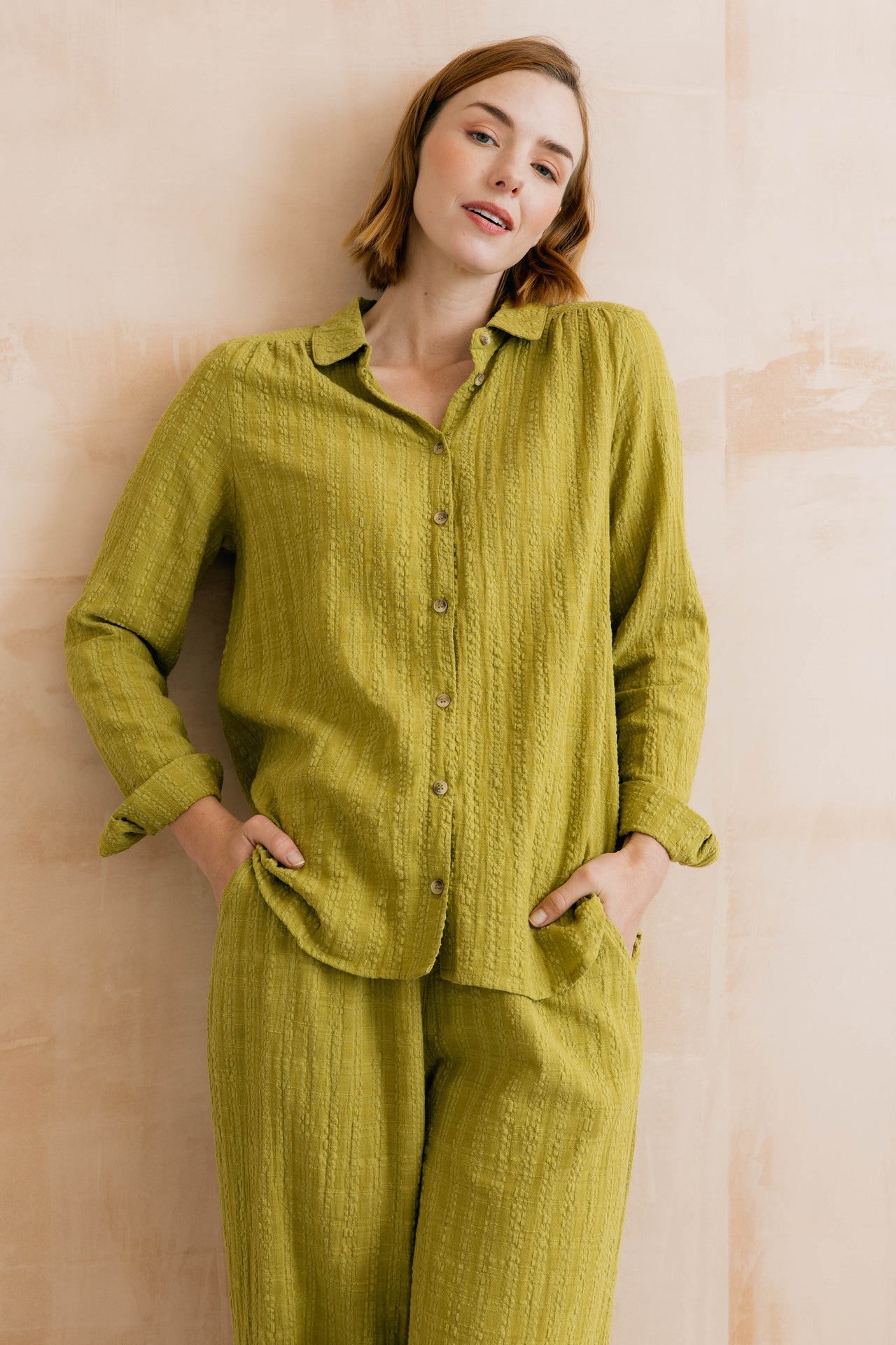 Lily and Me Savannah Textured Seersucker Shirt Lime-Shirts & Tops-10-Lime-