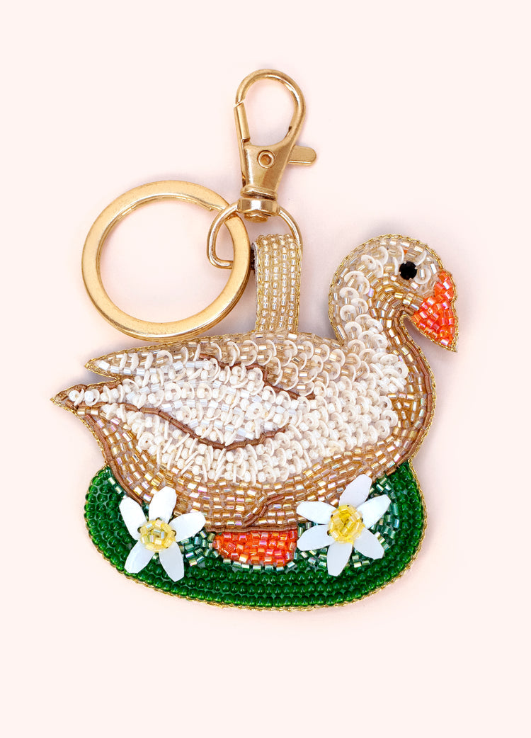 Powder Beaded Keyrings - Garden Goose-Powder-White finn
