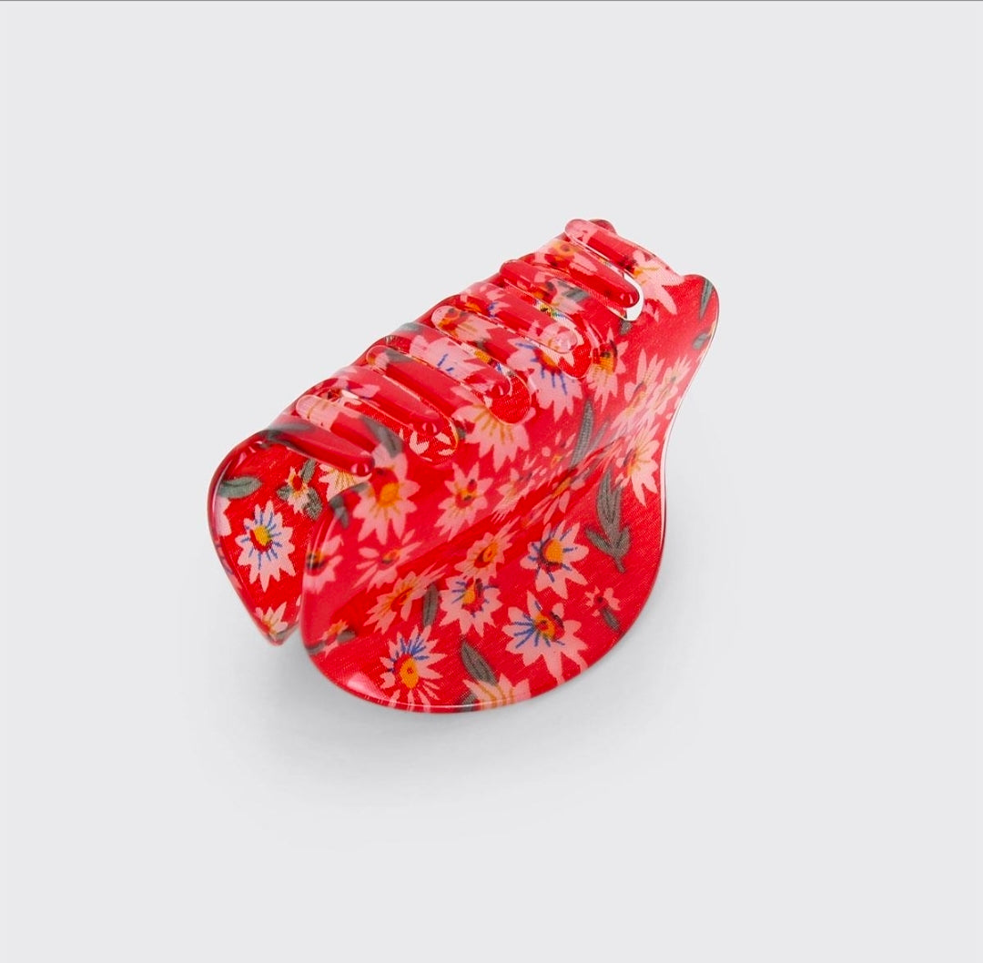 Millie Mae Daisy Floral Chunky Claw Clip - Red