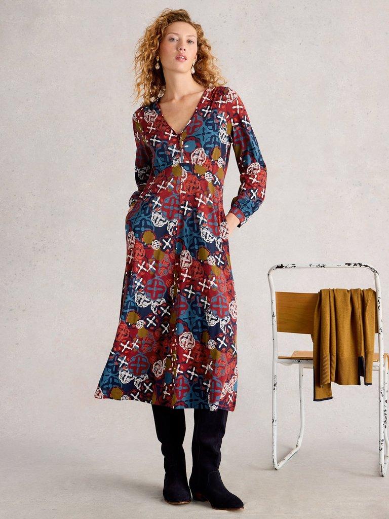 White Stuff Megan Long Sleeve Dress-Dress-White finn