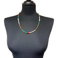 Jess and lou Turquoise, White & Gold Beaded Necklace NK422-Jess and Lou-White finn