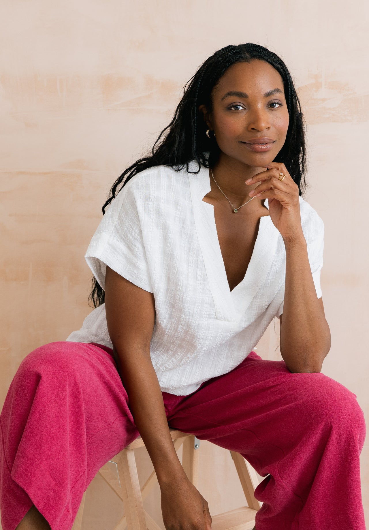 Lily and Me Orchard Textured Seersucker Shell Top White