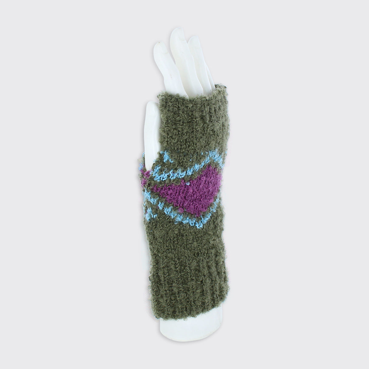 Miller mae Trixie Fingerless Gloves - Forest Green / Purple