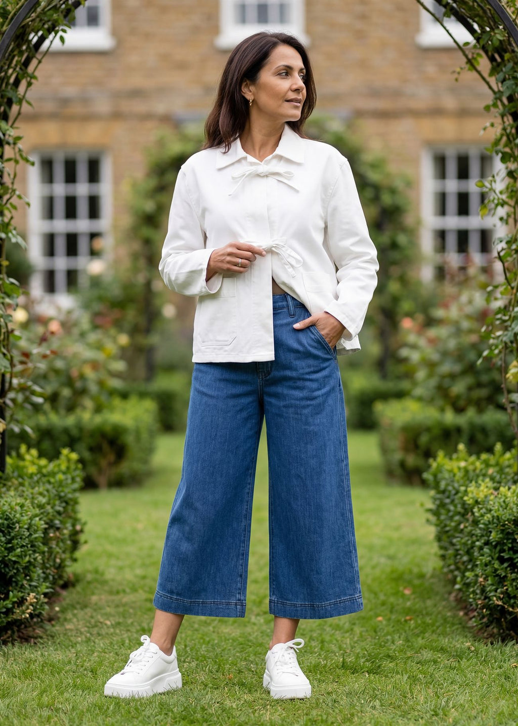 Dreams Cotton Twill Boxy Tie Front Collar Jacket