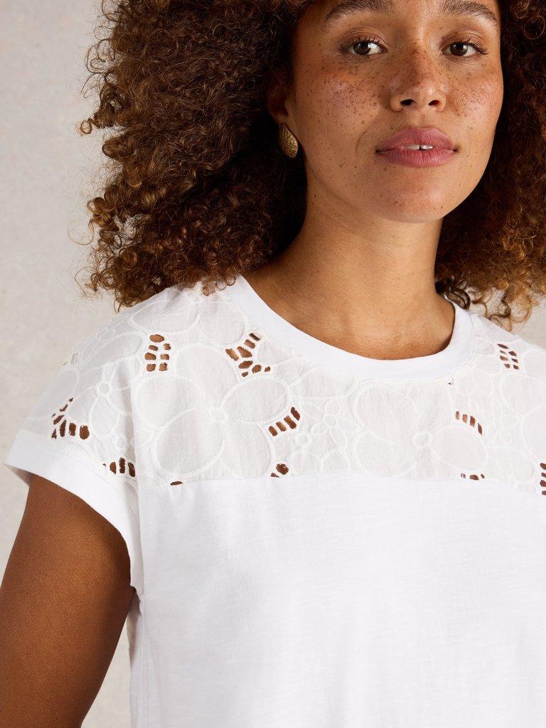 White Stuff Thea Broderie Tee-Shirts & Tops-White finn