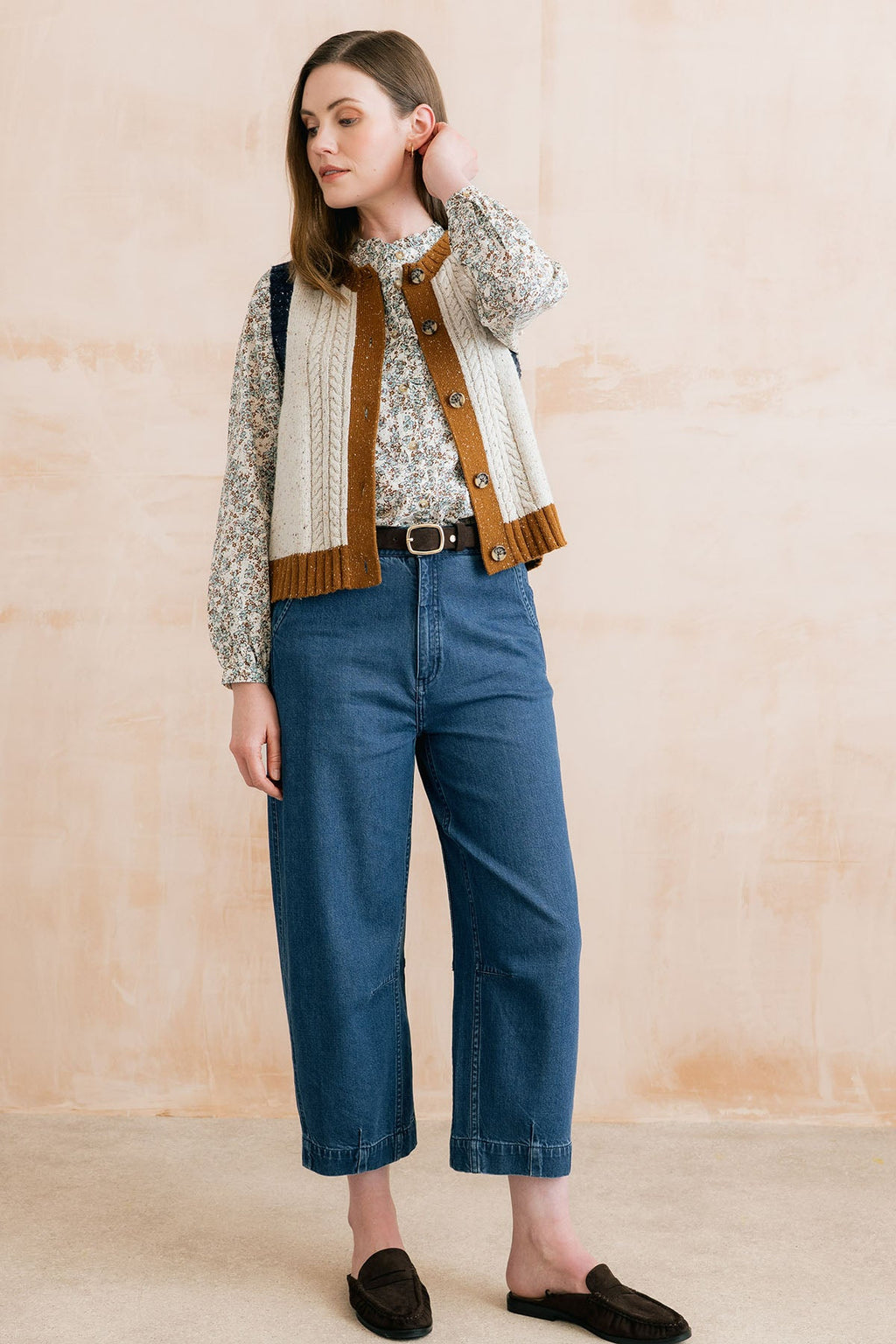 Lily and Me Georgia Barrel Leg Denim Jeans Blue