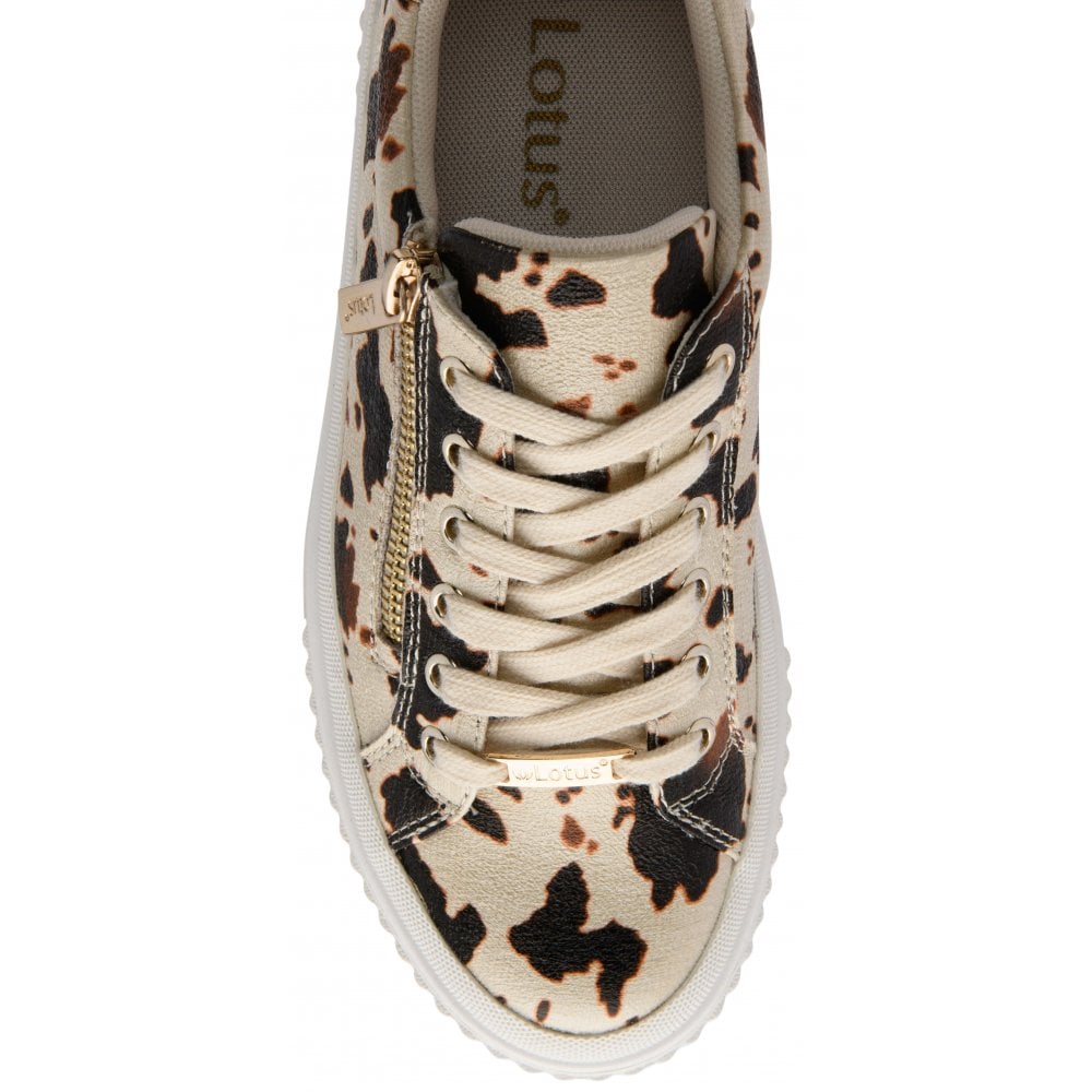 Lotus Cow-Print Alexa Lace-Up Trainers