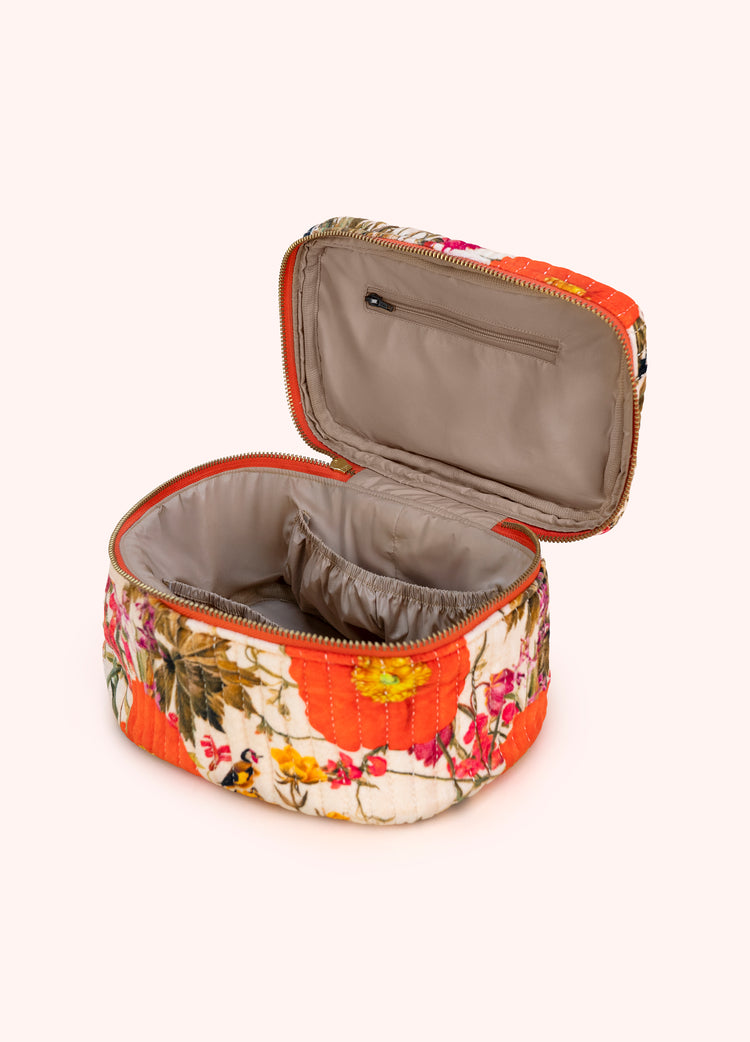 Powder Quilted Velvet Vanity Case - Fine Flowers, Cream-Powder-White finn