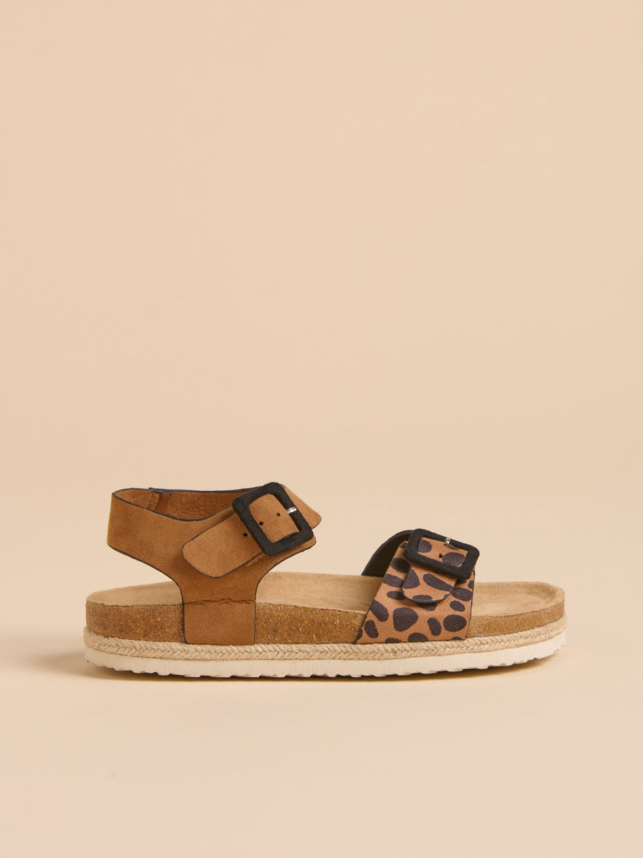 Brakeburn Leopard Spot Ankle Strap Sandal-White finn