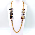 Tempest Flat rounded square resin shapes on long resin chain necklace QF005N