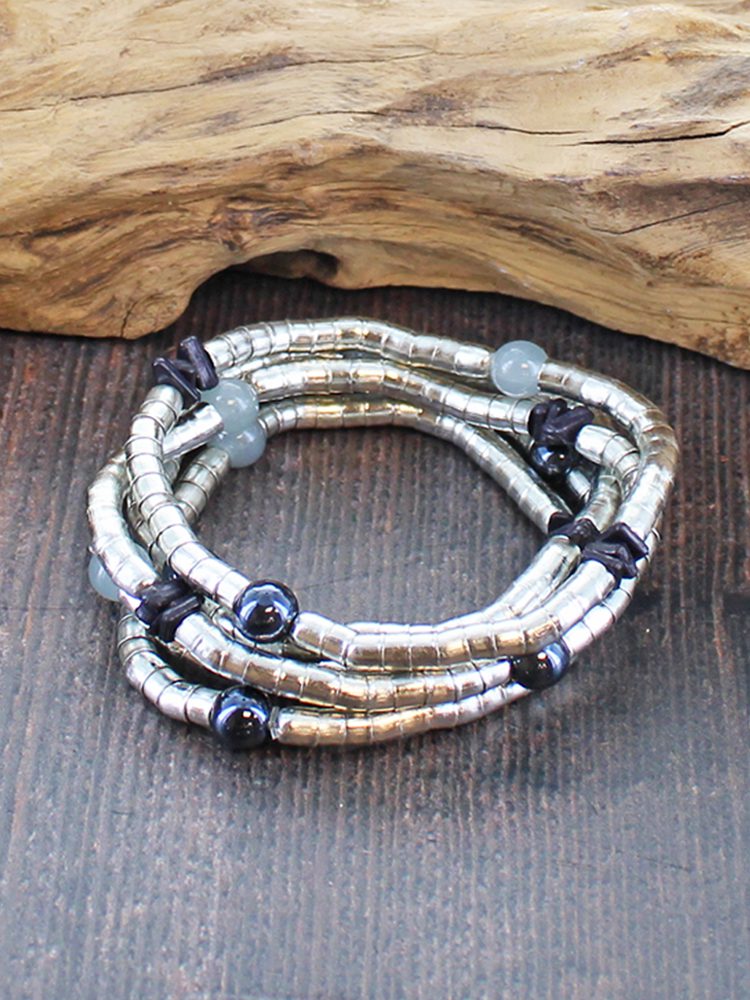 KH6602 SET OF 5 SNAKE BRACELETS WITH BEADS