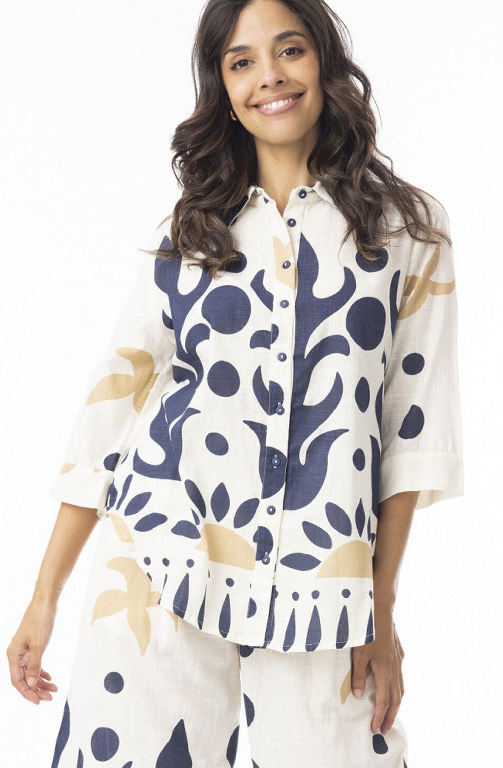 Orientique Nazcar Navy Print Shirt-Shirts & Tops-8-