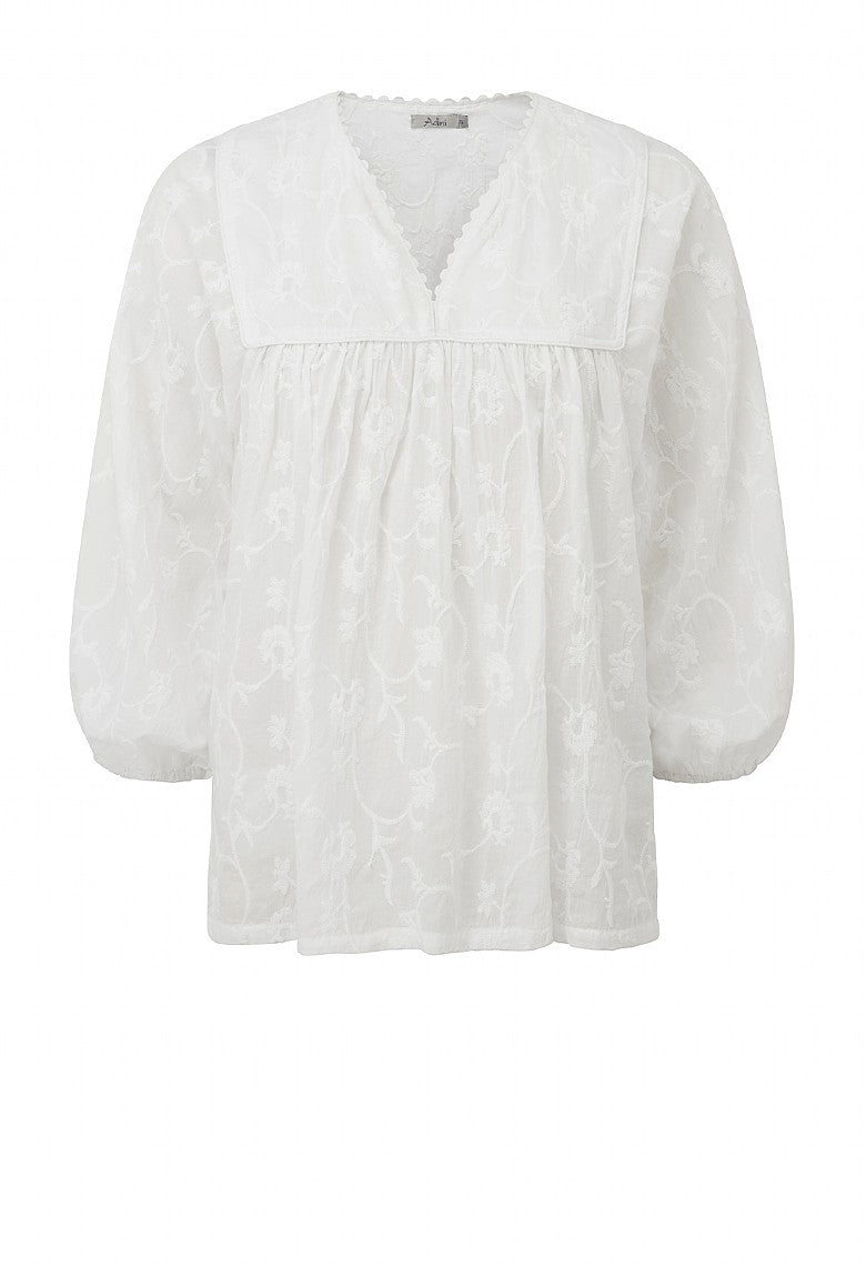 Adini Flower Embroidered Top White-Shirts & Tops-XS-White-