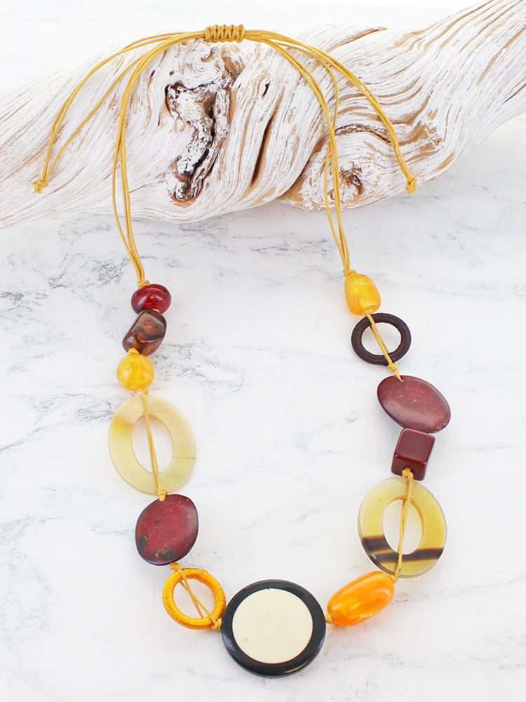 Mixed Resin Bead Hoop Necklace AY6604