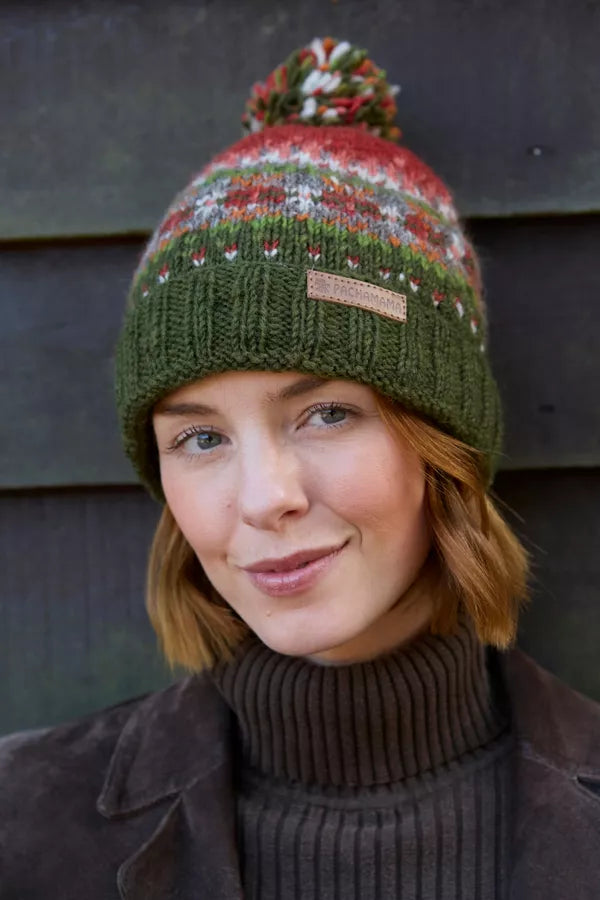 Pachamama Iona Roll Back Bobble Beanie Moss