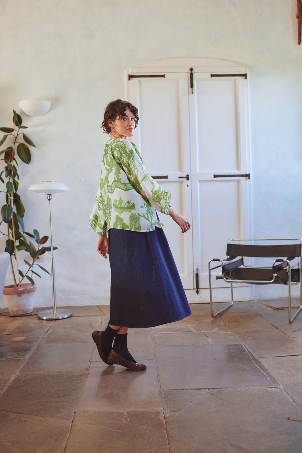 One Hundred Stars Giant Willow Green Kimono-One Hundred Stars-White finn