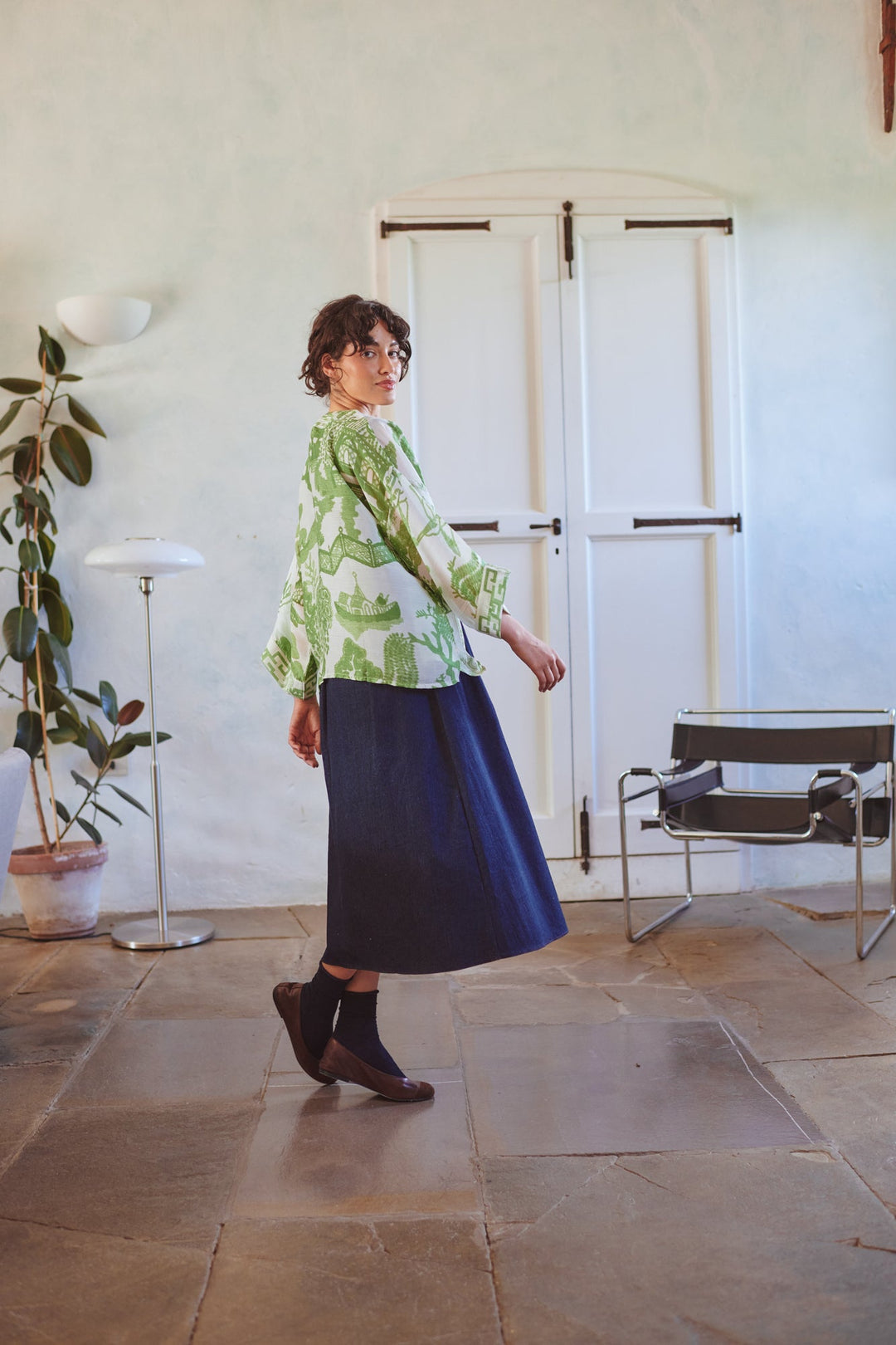 One Hundred Stars Giant Willow Green Kimono-One Hundred Stars-White finn